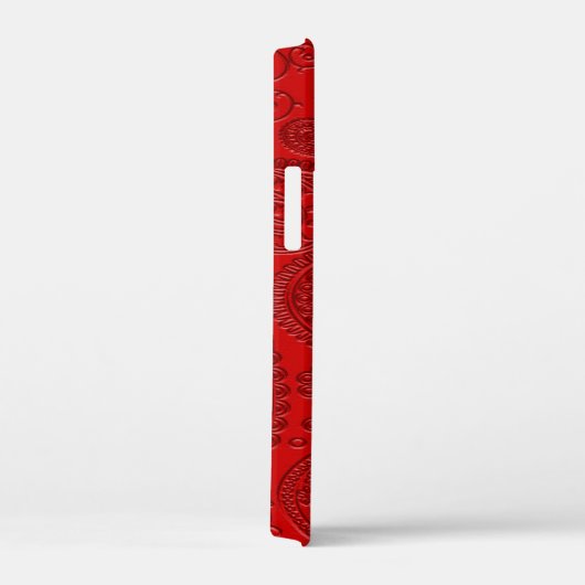 Stilvoll Etched Modern Red Paisley Floral Muster Case-Mate iPhone Hülle (Rückseite / Rechts)