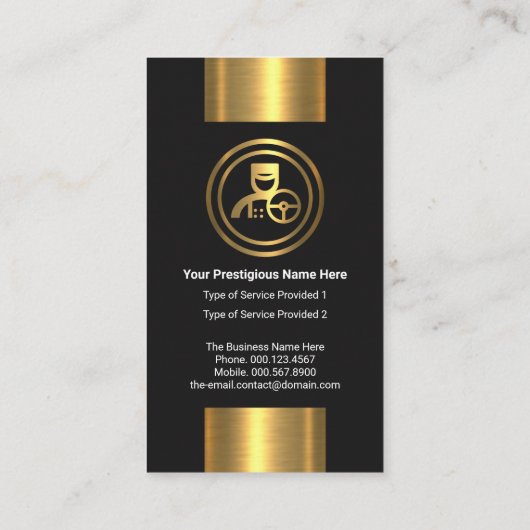 Stilvoll exquisite Luminous Gold Foil Chauffeur Visitenkarte (Rückseite)
