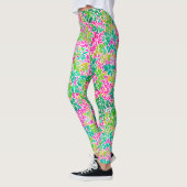 Stilvoll farbenfroh rosa florale Botanische Wasser Leggings (Links)