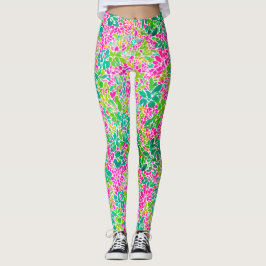 Stilvoll farbenfroh rosa florale Botanische Wasser Leggings