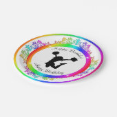 Stilvoll farbenfroh verzierte Cheerleader Birthday Pappteller (Schrägansicht)