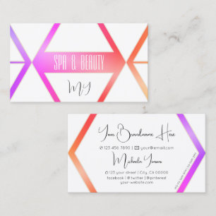 Stilvoll farbig mit weißer Geometrie und Monogramm Visitenkarte