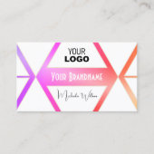 Stilvoll farbig mit White Geometric und Logo Visitenkarte (Vorderseite)