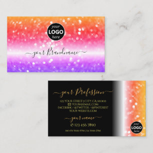 Stilvoll farbiger Glitzer Schwarz mit Logo Visitenkarte