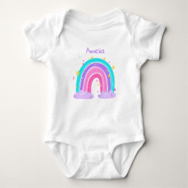 Stilvoll farbiger Regenbogen Baby Strampler
