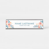Stilvoll Feminine Fresh Pink Orange Blue Floral Schreibtischnamensplakette (Vorderseite )