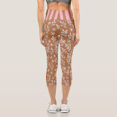 Stilvoll floral Brown & Pink High Waisted Capri Leggings (Rückseite)