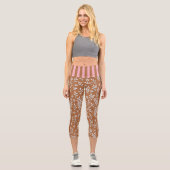 Stilvoll floral Brown & Pink High Waisted Capri Leggings (Vorderseite)