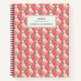 Stilvoll floral Daisy Muster Pink Personalisiert Notizblock