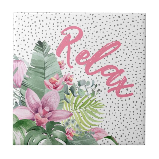 Stilvoll florales Wasser tropisch Fliese (Vorderseite)