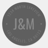 Stilvoll formatierter Monogramm- und Circular Text Runder Aufkleber (Vorderseite)