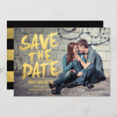 Stilvoll gebürstetes Foto Save the Date Karte (Vorne/Hinten)