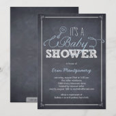 Stilvoll gekleidete Baby-Dusche Einladungen - Blau (Vorne/Hinten)