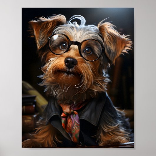 Stilvoll gekleideter Hund Brillenhund Poster (Vorne)