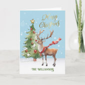Stilvoll gekleideter Rentierbaum Karte (Vorderseite)