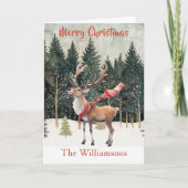 Stilvoll gekleidetes Rentier Tree Car Karte (Vorderseite)