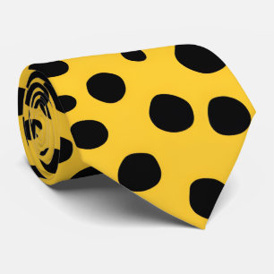 Stilvoll Gelb & Schwarz Polka Dot Moderne Neck Tie Krawatte