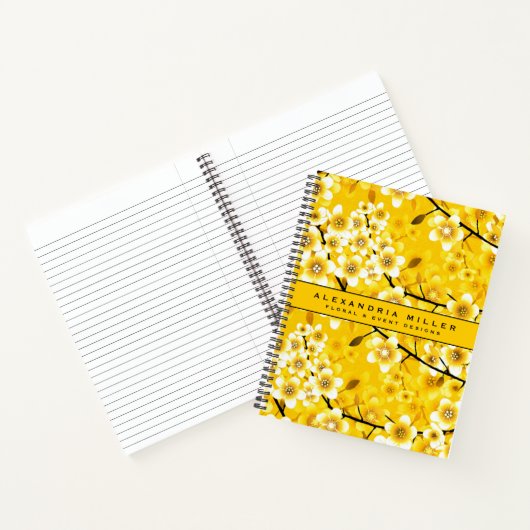 Stilvoll gelbblühende Blume Notizblock (Innenseite)