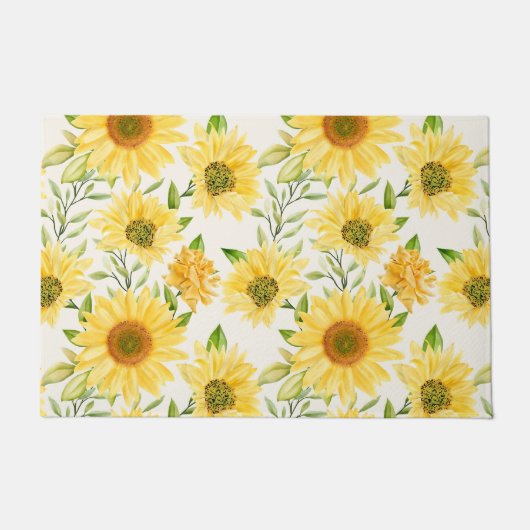 Stilvoll gelbe Sonnenblumenmuster Fußmatte (Vorderseite)