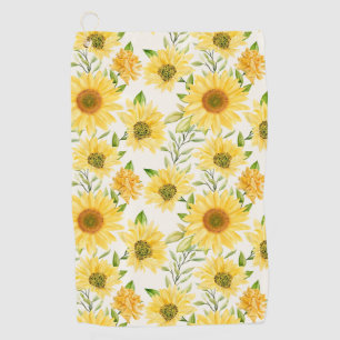 Stilvoll gelbe Sonnenblumenmuster Golfhandtuch