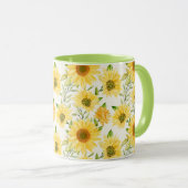 Stilvoll gelbe Sonnenblumenmuster Tasse (VorderseiteRechts)