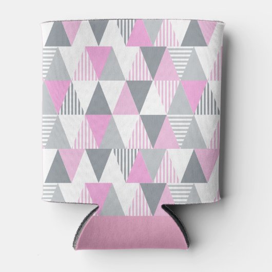 Stilvoll geometrisch rosa grau Gemustert Dosenkühler (Vorderseite)