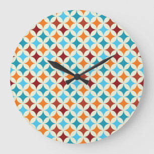 Stilvoll geometrisch: Vintage nahtloses Muster Große Wanduhr