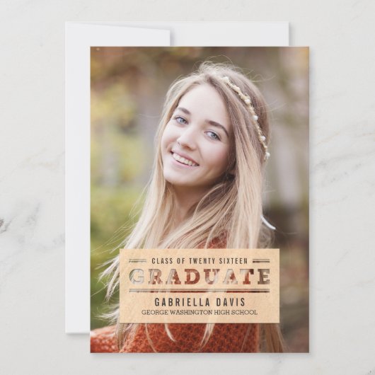 Stilvoll geschnitten Abschluss Ankündigung einlade (Vorderseite)