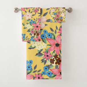Stilvoll gestalteter Garten mit Blumen Badhandtuch Set