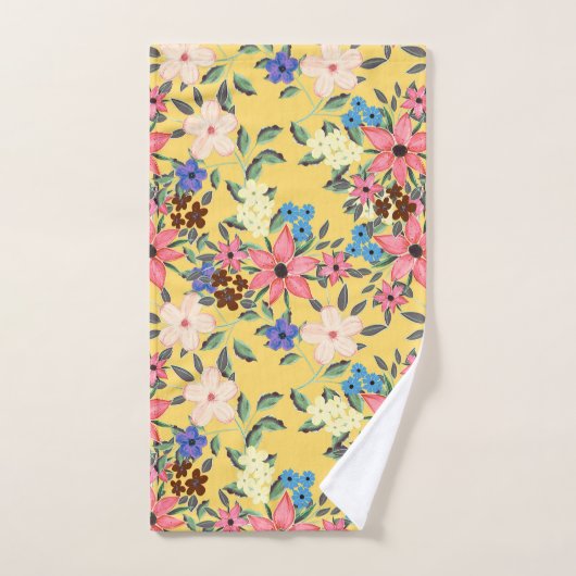 Stilvoll gestalteter Garten mit Blumen Badhandtuch Set (Handtuch)