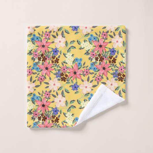 Stilvoll gestalteter Garten mit Blumen Badhandtuch Set (Waschlappen)