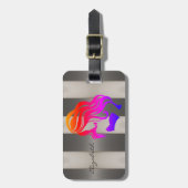 Stilvoll gestreift - Girl-Silhouette, Personalisie Gepäckanhänger (Vorderseite vertikal)