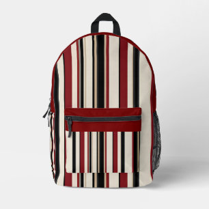 Stilvoll gestreift Schwarz Rot Creme Bedruckter Rucksack