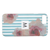 Stilvoll gestreiftes Boho Chic Monogramed Floral Case-Mate iPhone Hülle (Rückseite (Horizontal))