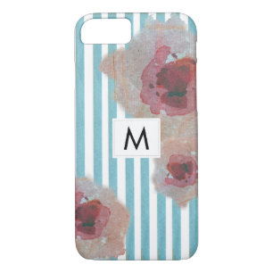 Stilvoll gestreiftes Boho Chic Monogramed Floral Case-Mate iPhone Hülle