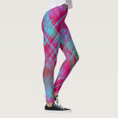Stilvoll gestresster Karierter Karo Pink Lila Aqua Leggings (Rechts)