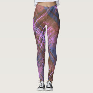 Stilvoll gestresster Karierter Karo Rosa, Blau, Br Leggings