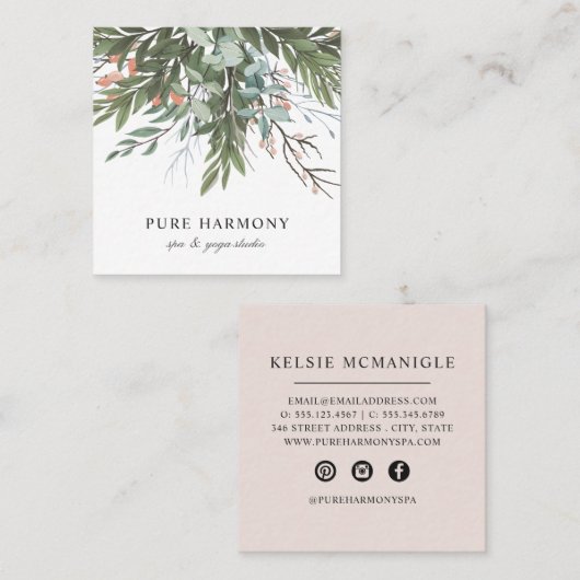 Stilvoll gestrichene Blumenstrauß | weiß Quadratische Visitenkarte (Vorne/Hinten)