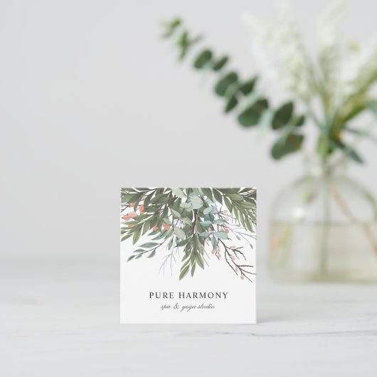 Stilvoll gestrichene Blumenstrauß | weiß Quadratische Visitenkarte (Stehend Vorderseite)