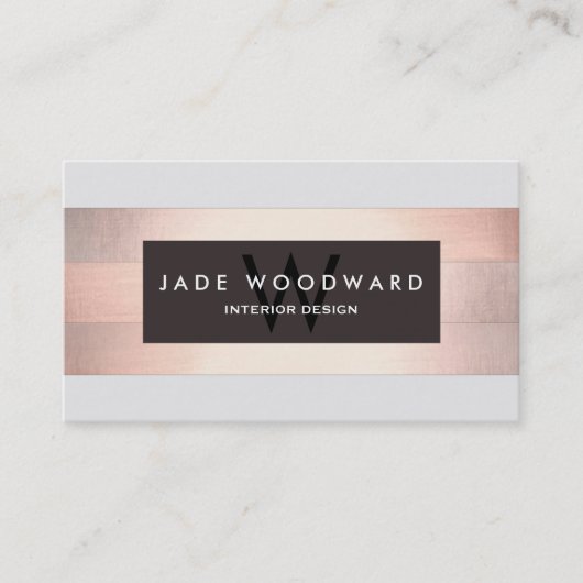 Stilvoll gestrichener Monogram-Kupfergestreifter D Visitenkarte (Vorderseite)