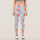 Stilvoll gestuftes Pulver blaue Korallen rosa Capri Leggings (Vorderseite)
