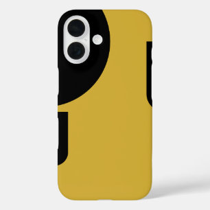 Stilvoll gestyltes Schwarz geformt auf Metallic Go iPhone 16 Hülle