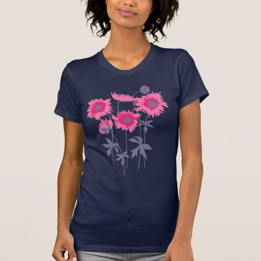 Stilvoll gezackte, rosa und graue Pappeln T-Shirt (Vorderseite)