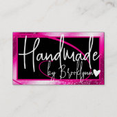 Stilvoll Girly Pink Frame Heart Handmade by Name Visitenkarte (Vorderseite)