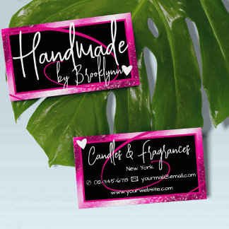 Stilvoll Girly Pink Frame Heart Handmade by Name Visitenkarte