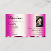 Stilvoll Girly Pink glamourös mit Foto Modern Visitenkarte (Rückseite)