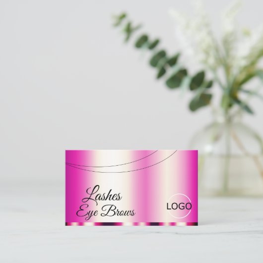 Stilvoll Girly Pink glamourös mit Logo Modern Visitenkarte (Stehend Vorderseite)