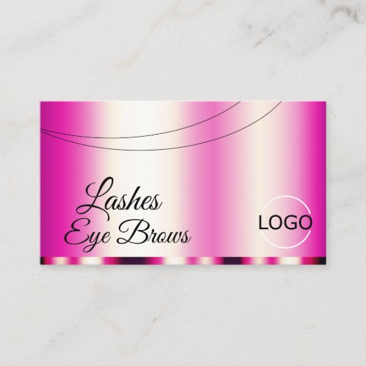 Stilvoll Girly Pink glamourös mit Logo Modern Visitenkarte (Vorderseite)