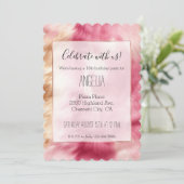 Stilvoll Girly Pink Gold Weißer Fur Einladung (Stehend Vorderseite)