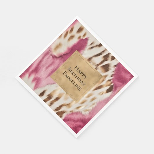 Stilvoll Girly Pink Gold White Zebra Serviette (Ecke)